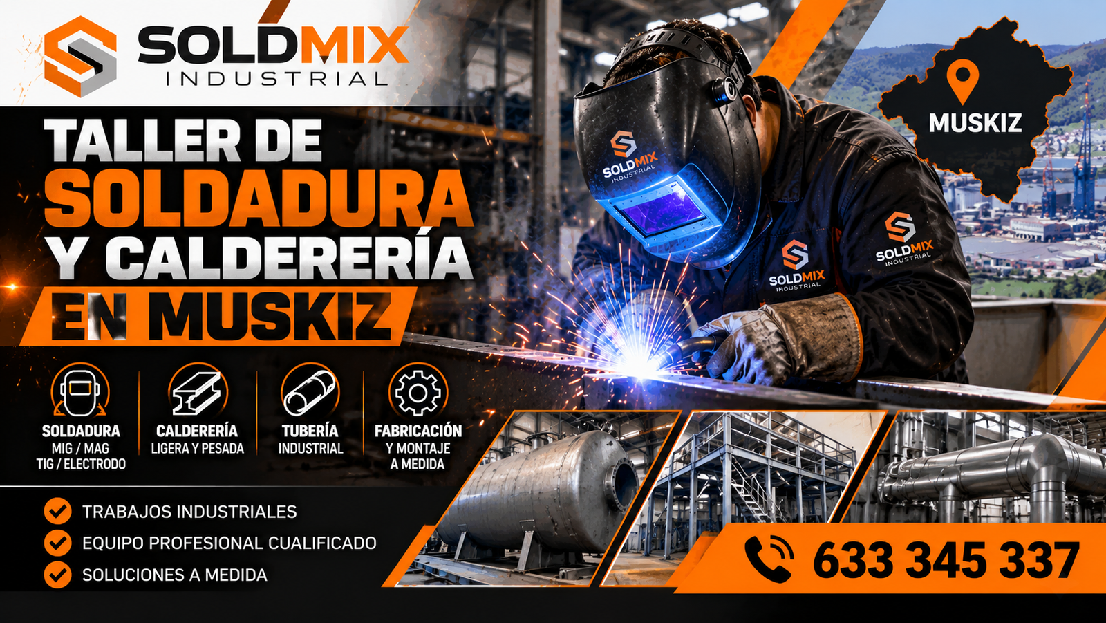Servicio de soldadura en Bizkaia: taller en Muskiz y equipos en planta